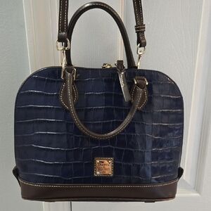 Dooney & Bourke Denison Croco Zip Zip Satchel Shoulder Bag